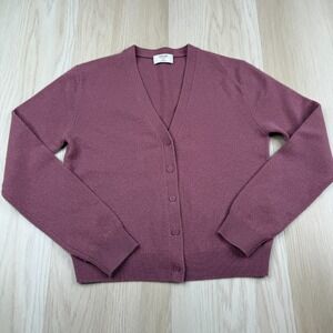 Aritzia Womens Purple Cashmere Knit Classic V-Neck Cardigan Sweater Size XS